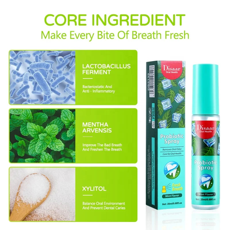 Espray de ambientador de respiración Disaar para hombre y mujer, espray para eliminar el olor, la boca y el mal aliento, con sabor a menta y limón