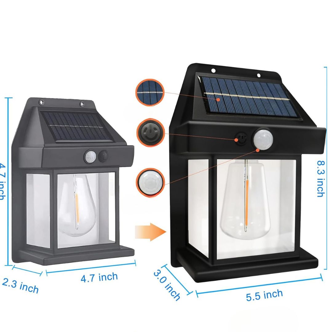 LUZ SOLAR TIPO BOMBILLO CON SENSOR DE MOVIMIENTO PARA EXTERIORES